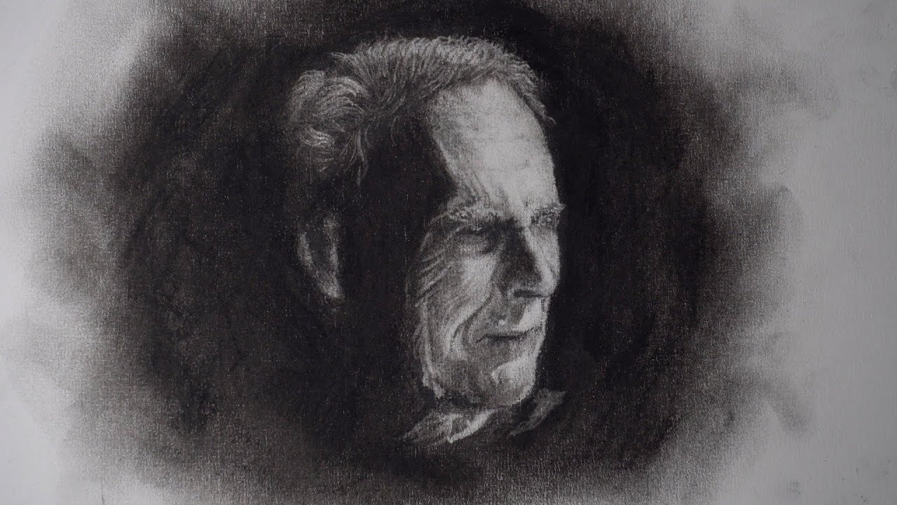 Drawing Clint Eastwood with Charcoal | Real time