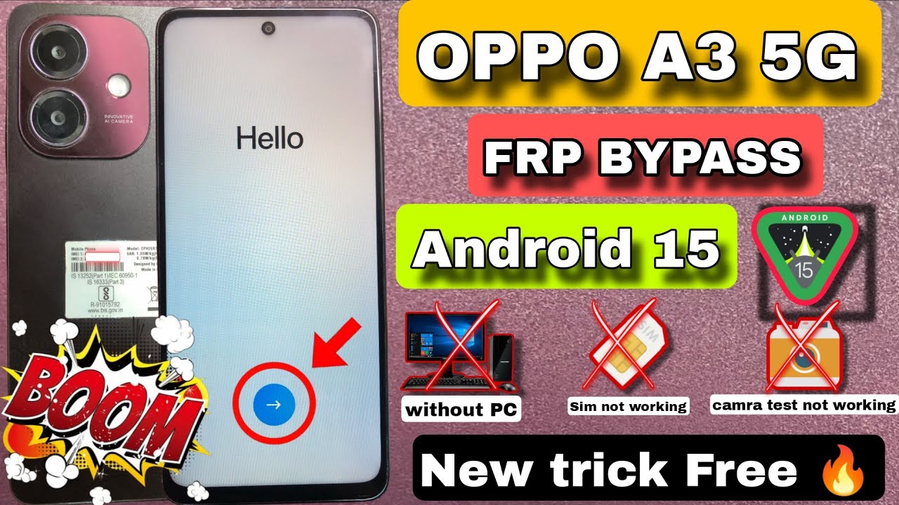 #Android15 | OPPO A3 /A3X /A3 Pro 5G FRP BYPASS || OPPO A3 5G Google Account BYPASS || New security🔥