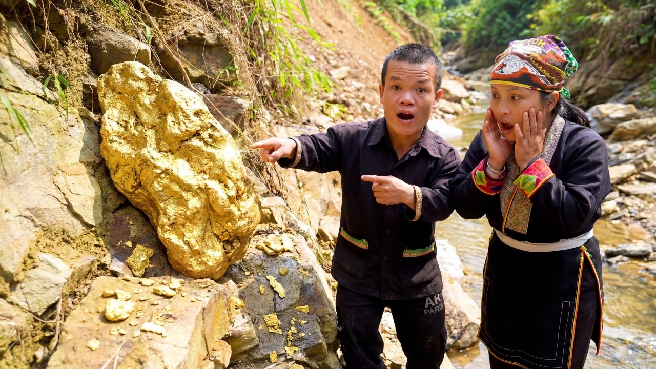Dwarf Family Gold Hunting Adventure in a Natural Canyon Leads to an Incredible Treasure Discovery