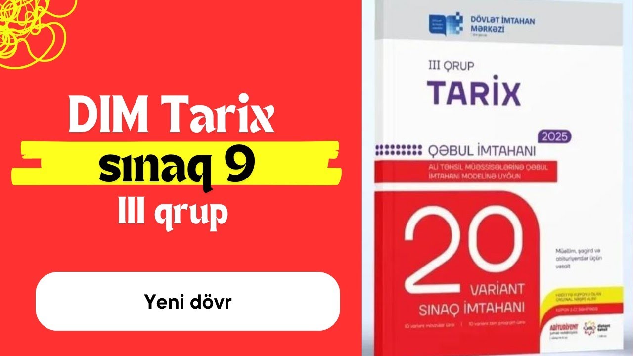DİM 20 sınaq tarix / sınaq 9 / III qrup #tarix #DİM #sınaq #otk #tarixdərsləri