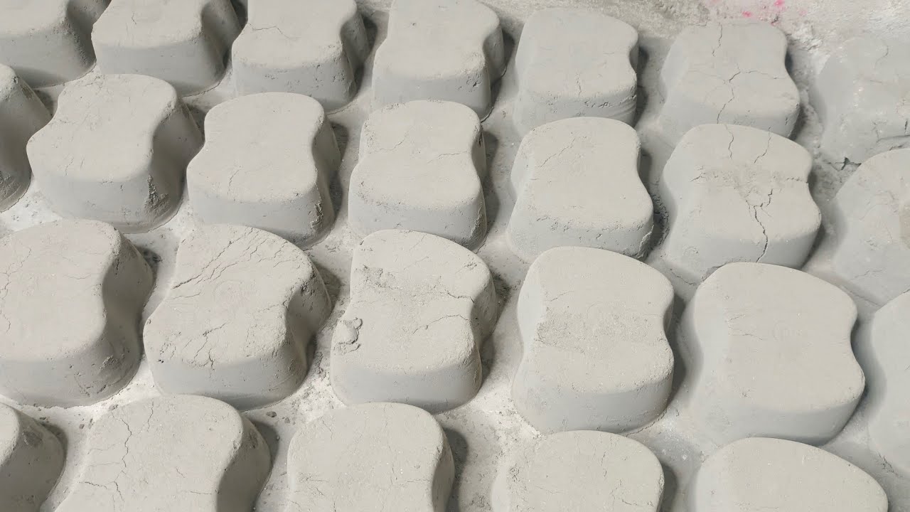 ASMR: pure cement   dry floor crumbling apple shapes for cement lovers ❤️❤️❤️