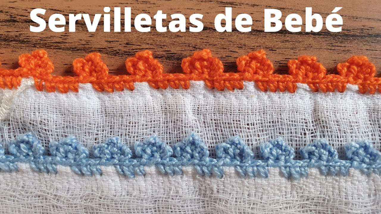 👶 Como tejer Orillas de una Sola vuelta para Servilletas de Bebé paso a paso # 96