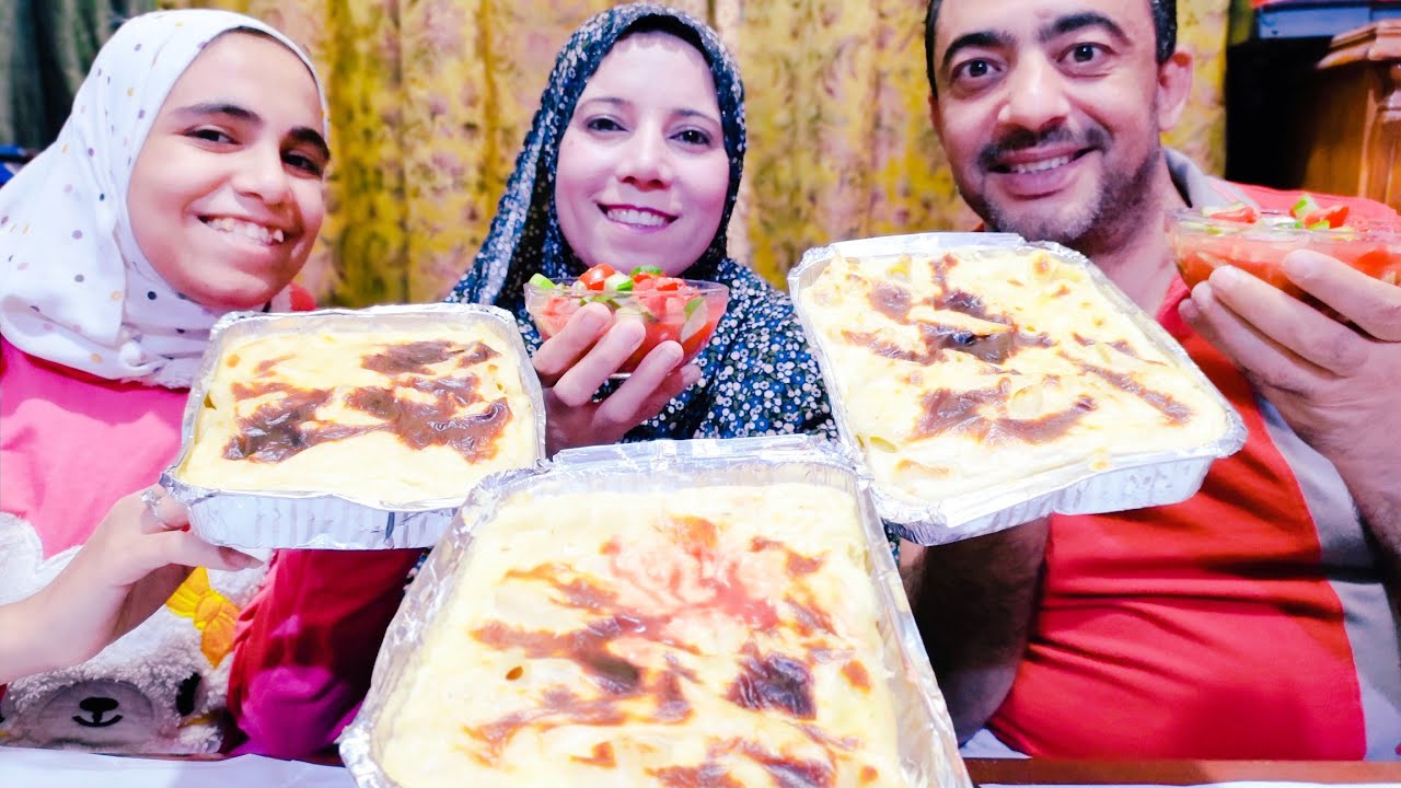 تحدي سرعه🏃👈 ثلاثي المرح على ثلاث صواني مكرونه نجرسكو سلطه من ايد خلود نار يا نار يا ترى مين