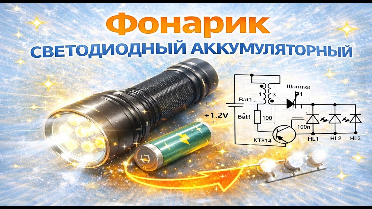 Фонарик светодиодный аккумуляторный DIY