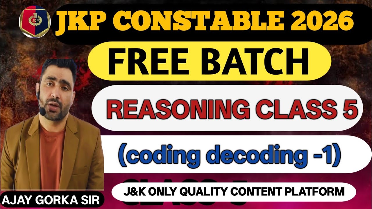 REASONING CLASS -5(coding decoding -1)JKP CONSTABLE 2026//FREE CLASS//YOUTUBE/#jkssb #jkssbexam #jkp