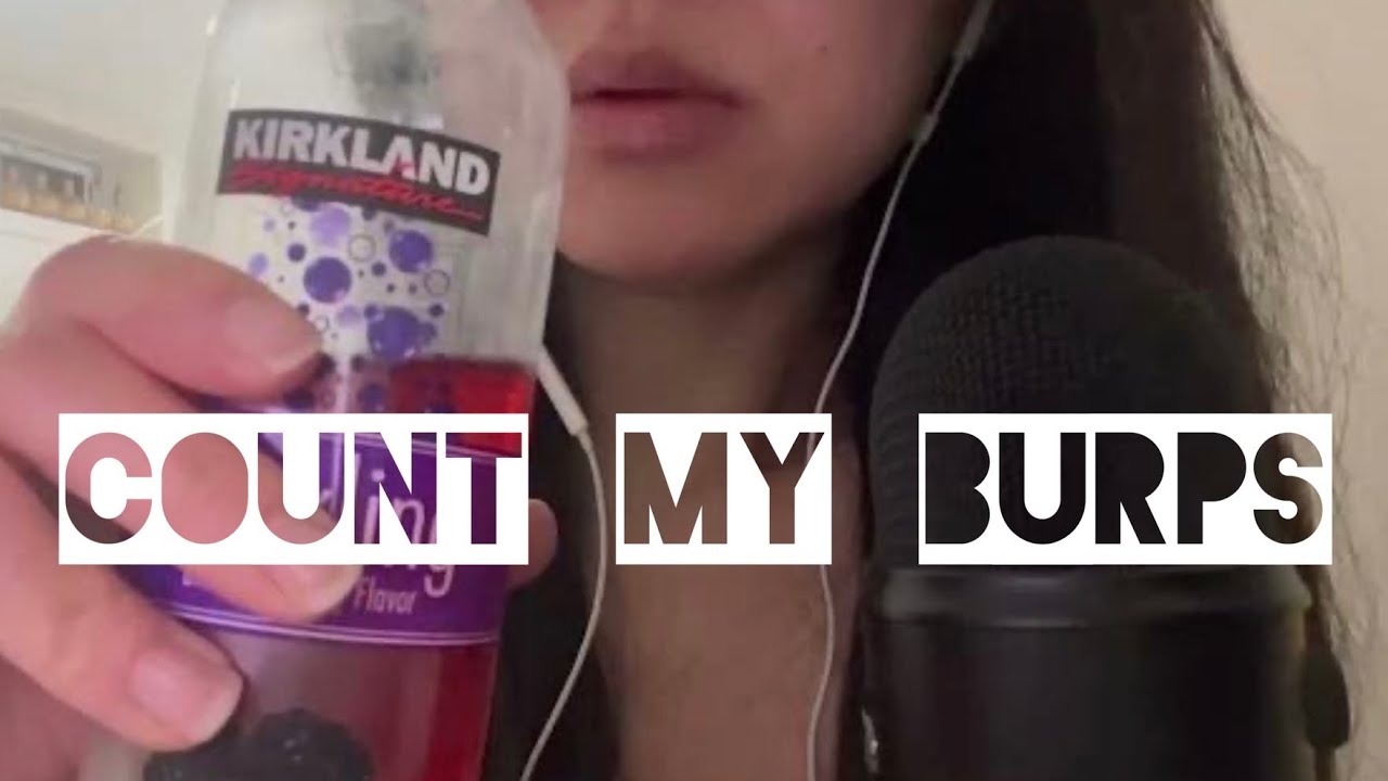 ASMR SODA BURPS. COUNT THEM! KIRKLAND RASPBERRY SELTZER SODA SWALLOWING DRINKING GULPING SOUNDS