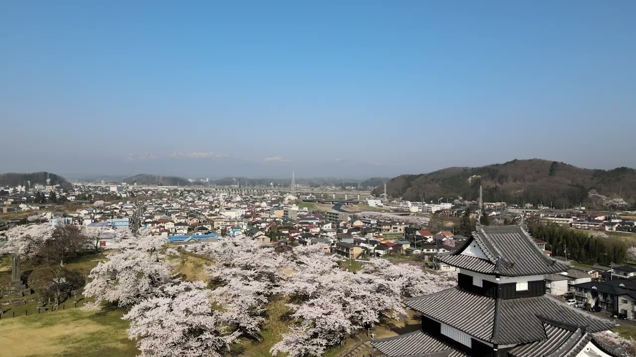 【ドローン映像】小峰城(城山公園) 春 006