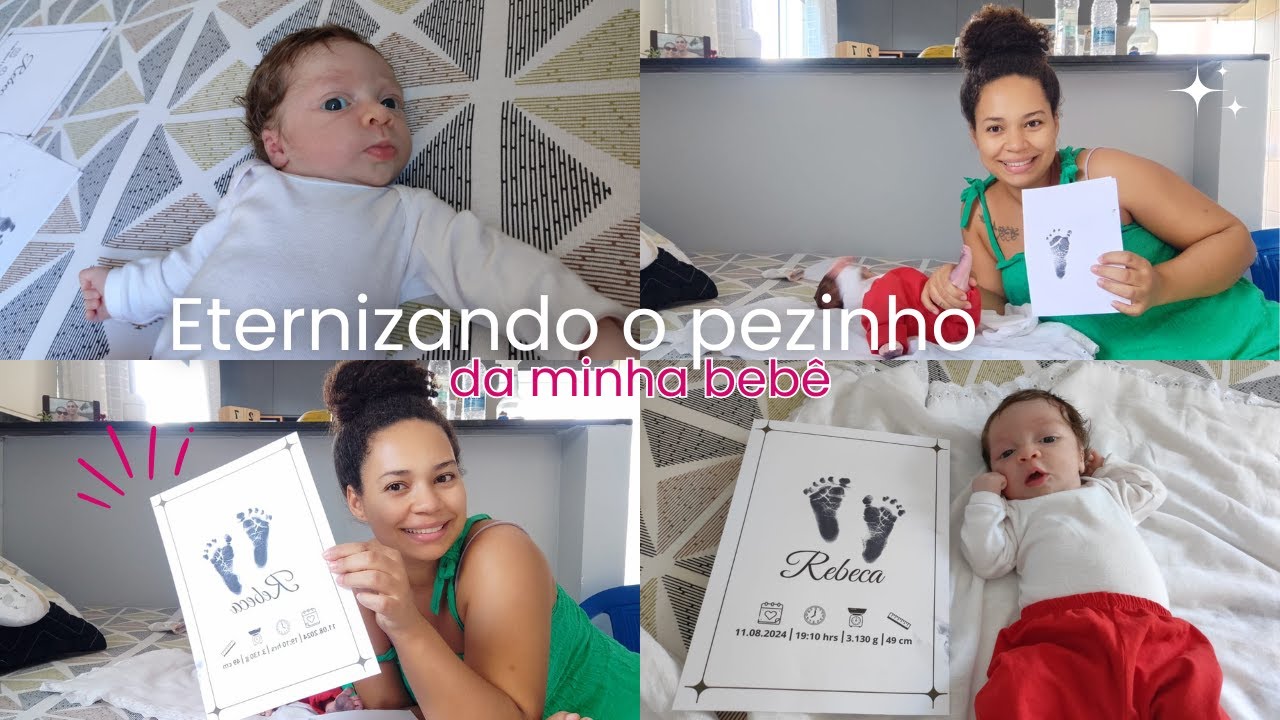 DIY: QUADRO COM O PEZINHO DA MINHA BEBÊ - retrato com carimbo, bebê com 17 dias de vida #vlog
