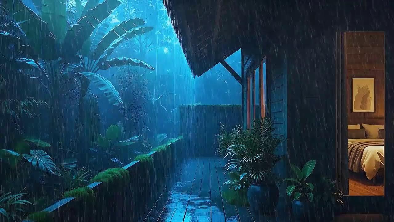 Natural Drizzle To Sleep Peacefully In Rainforest Quiet Lodge 🌧️