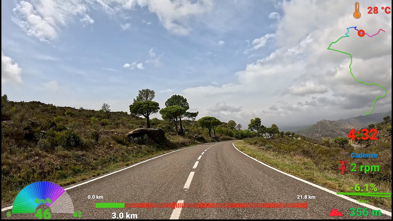 Scenic 45 minute Indoor Cycling Workout Roses Spain Telemetry 4K Video