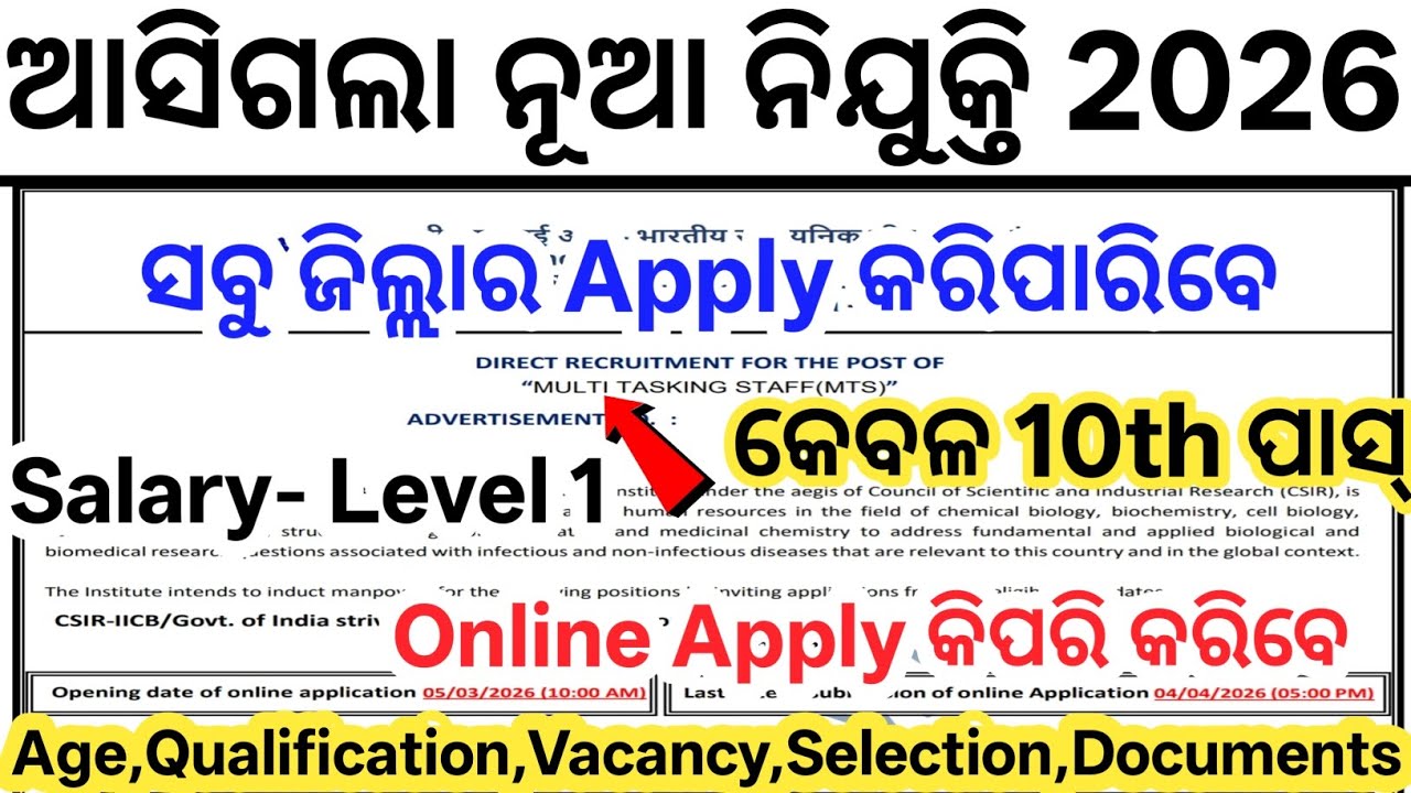 Odisha New 10th Pass Government Jobs 2026// Today Odisha New Govt Jobs// New Govt Job Notification