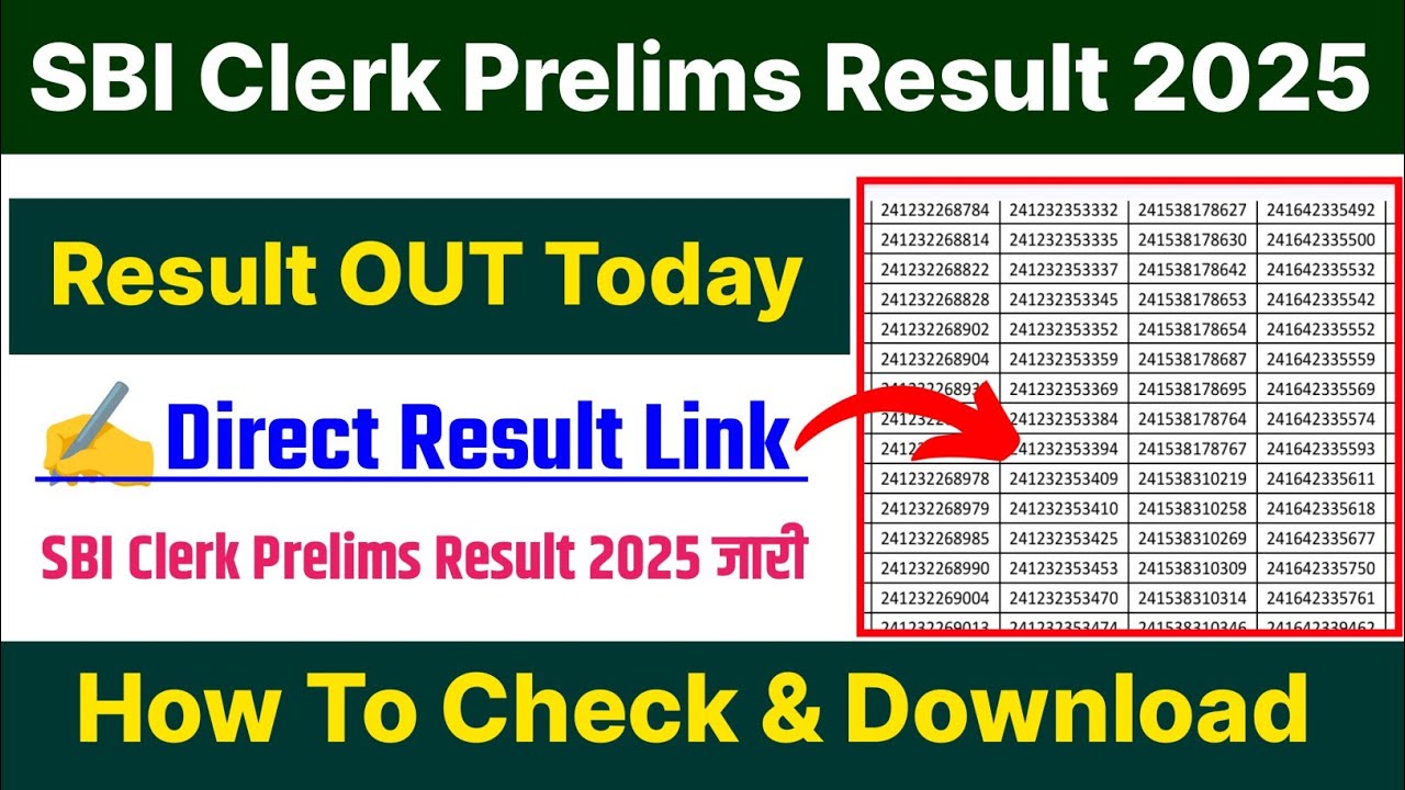 SBI Clerk Prelims Result 2025 🔍 How To Check SBI Clerk Prelims Result 2025 !! SBI Clerk Result 2025 