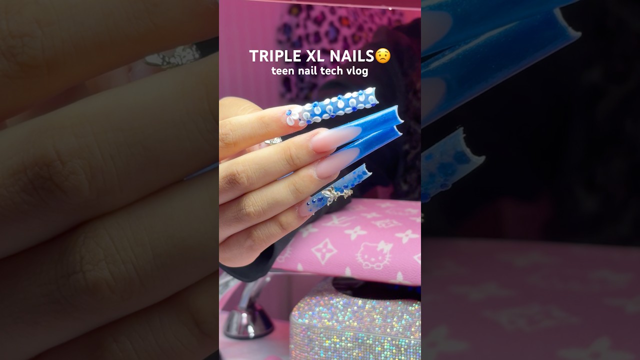 my client wanted TRIPLE XL nails 😟 | nail tech vlog 💅