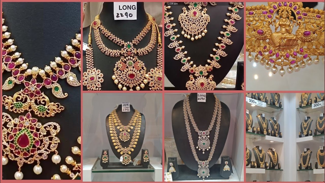 latest two piece long & short 1grm gold haram designs / with price & address / Begum bazar shopping