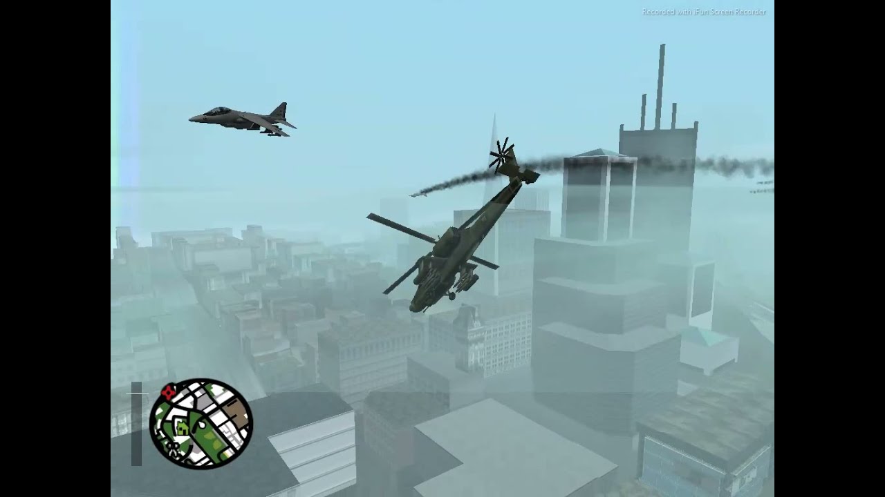 GTA:San Andreas - Stealing FH-1 Hunter from the Easter Basin Naval Station + 6 star minigun rampage