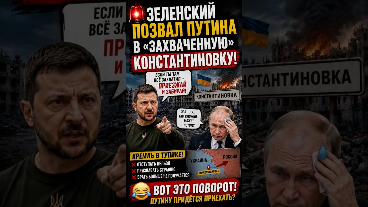😂 Зеленский поймал Путина на лжи о Константиновке! 😱 #Новости