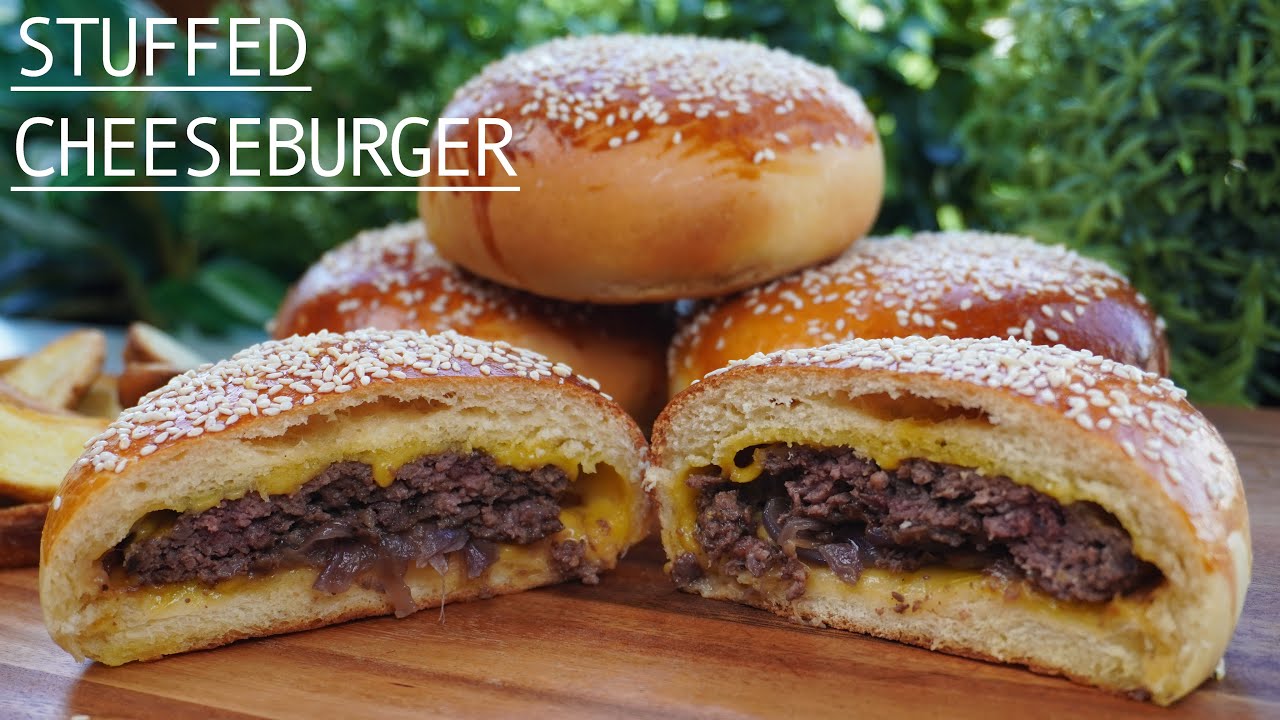 Stuffed Cheeseburger Bun Recipe 🍔  - Homemade Closed Burger