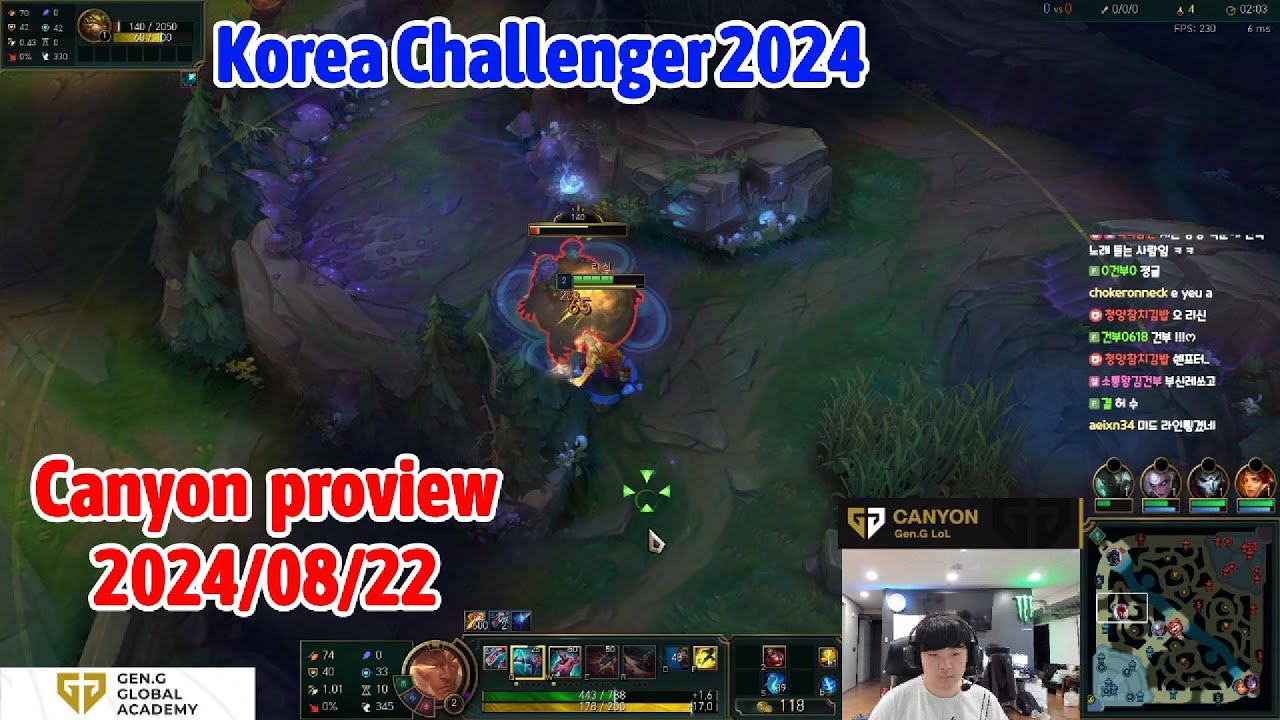 Canyon proview 2024/08/22 leesin senna smolder Korea challenger | Canyon 第一视角