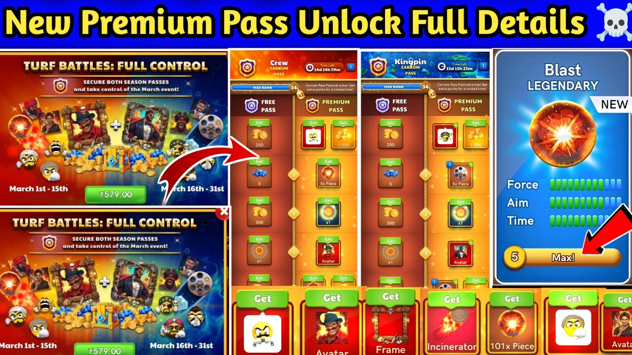 New Premium Pass Unlock Full Details ☠️ Carrom Pool Premium Pass Unboxing Don't Miss 🔥