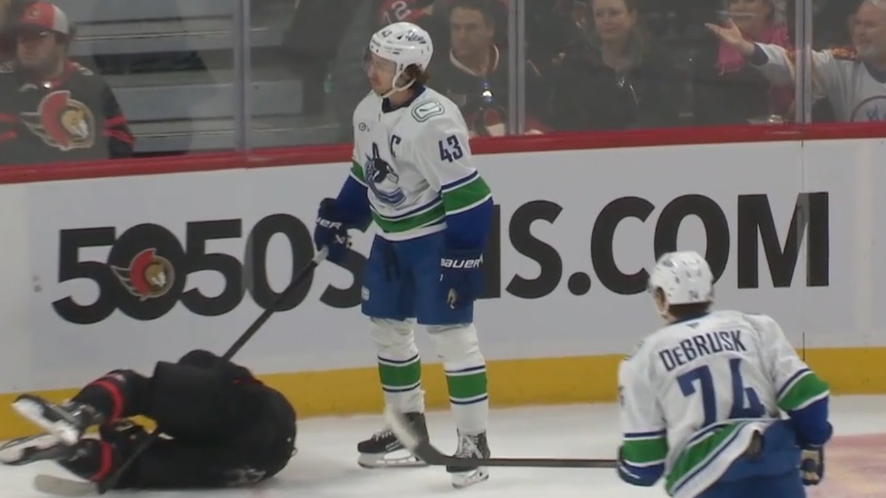 Quinn Hughes 🚫Game Misconduct🚫 for Boarding Josh Norris