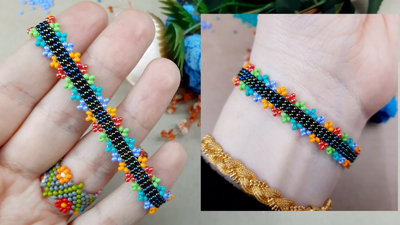 Kolay Renkli Kum Boncuk Bileklik Yapımı. Easy Colorful SeedBead Bracelet Making. Beading #Tutorial