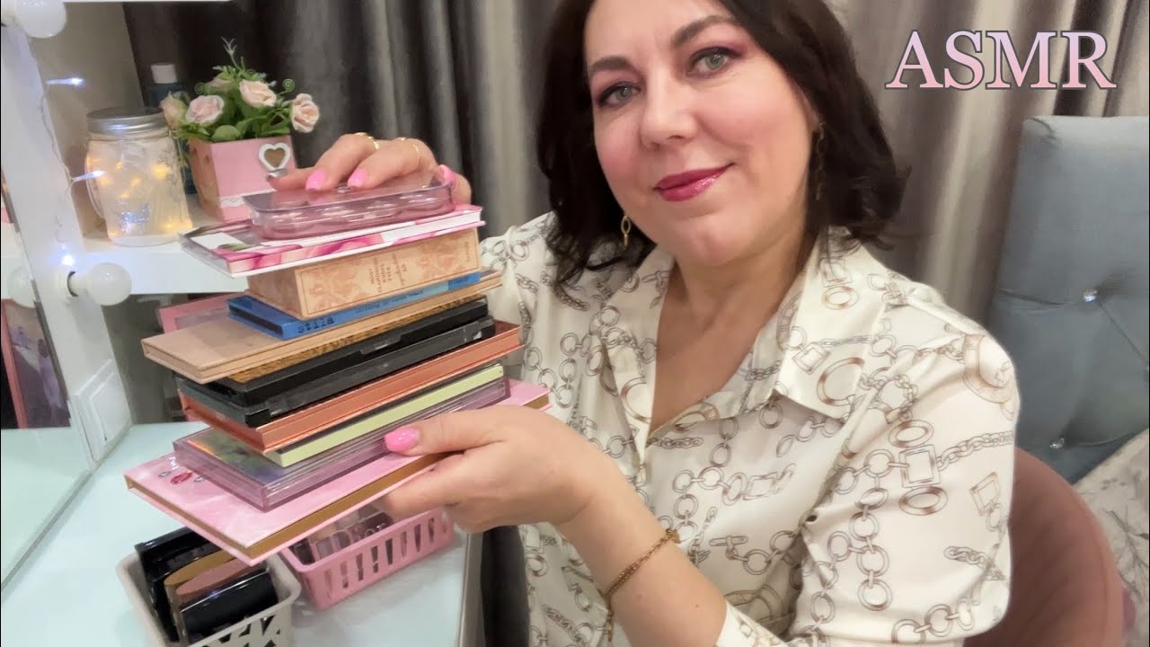 ASMR🎨ВСЕ МОИ ПАЛЕТКИ ТЕНЕЙ🫠ШЁПОТ РЕЛАКС МУРАШКИ ТАППИНГ/Расслабляющее видео для сна 😴