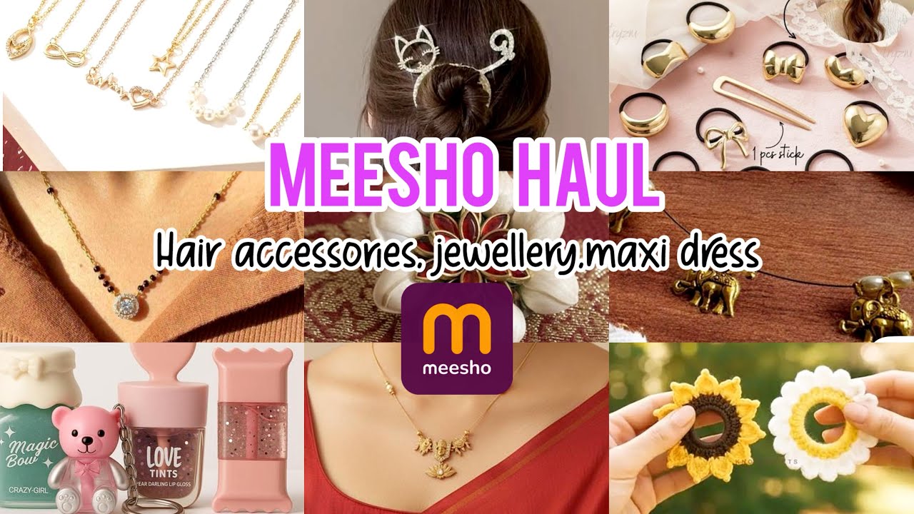 Meesho haul || Maxi dress , invisible neckchain , lip gloss , Hair accessories || @Meesho 