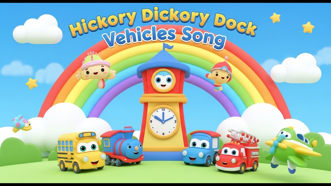 Hickory Dickory Dock Vehicles Song 🚗 | Cars, Train & Bus Song for Kids |  | Aniblaze Toons