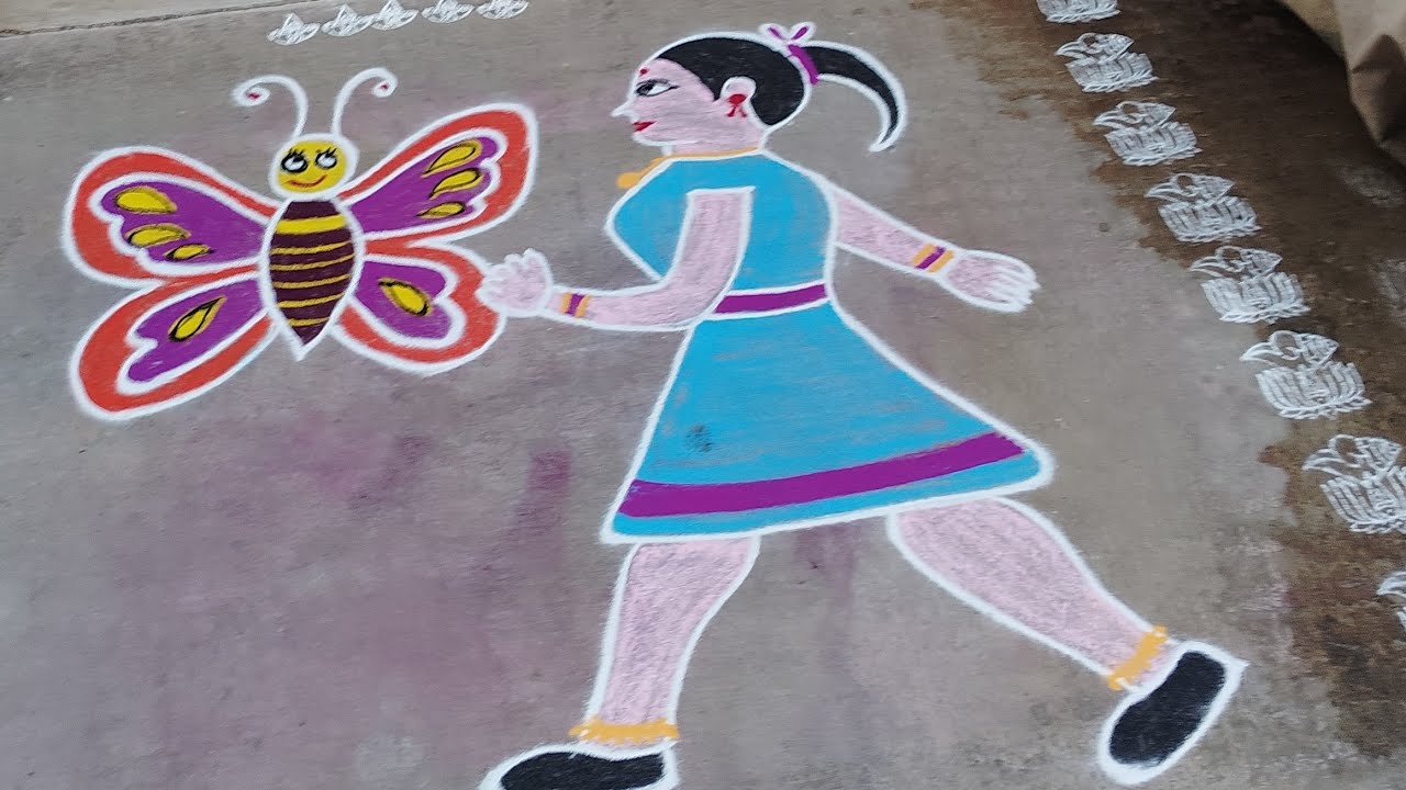 Beautiful CARTOON Rangoli design (2026) மார்கழி மாதம் கோலங்கள்😍😊