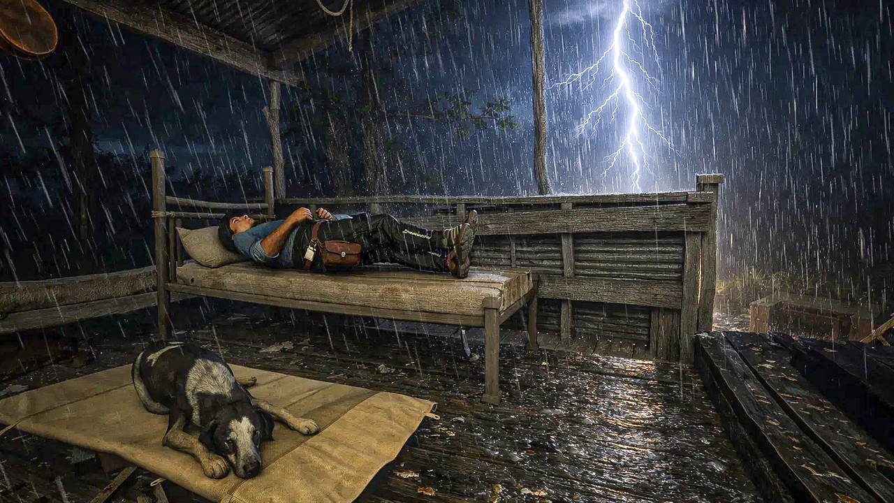 Thunderstorm Camp Under a Wooden Porch / Alone with my Dog | RDR2 ASMR Ambience