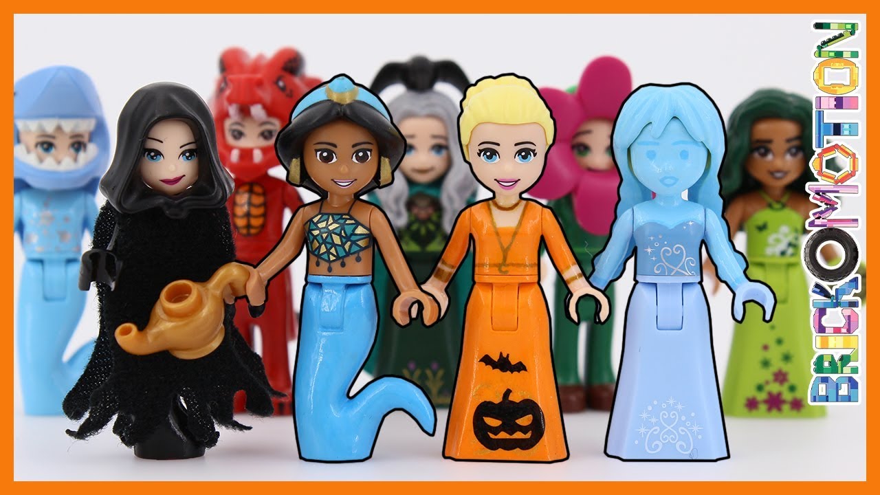 Disney Princesses in Halloween Costumes - LEGO Minidoll Style