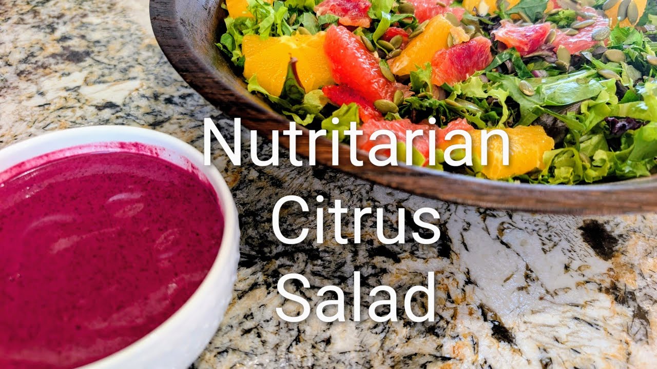 Nutritarian Winter Citrus Salad with Walnut Blueberry dressing #nutritarianrecipes #plantbased