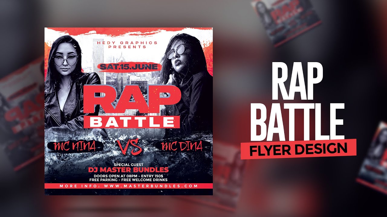 How to Design RAP BATTLE Flyer on Adobe PhotoShop for Night Club Party (FREE DOWNLOAD)