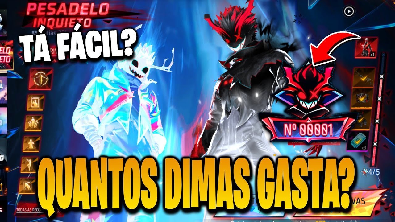 PEGANDO CONJUNTO PESADELO INQUIETO, SKIN EVOLUTIVA, TORRE DE TOKENS FREE FIRE, NOVO EVENTO FF