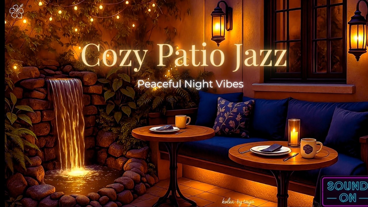 Smooth Jazz Garden 🌿 Waterfall & Candlelight | Relaxing Jazz Live