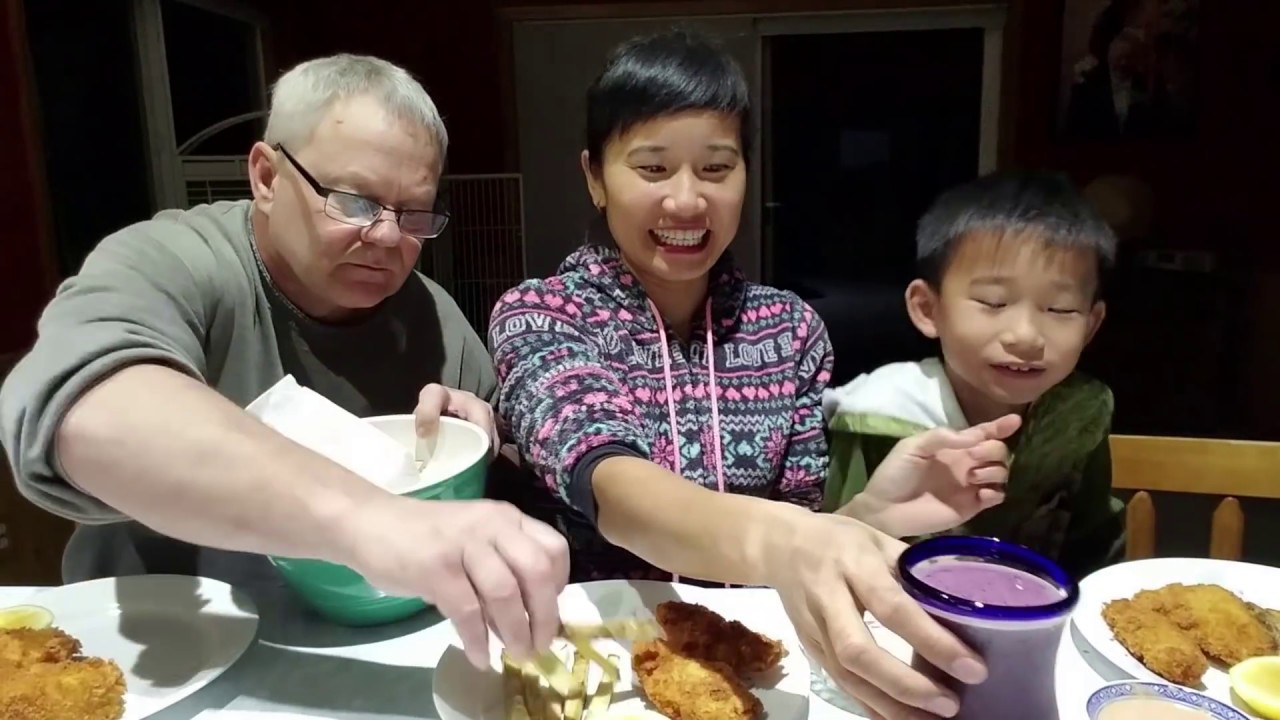 Cả nhà Ăn tối cá Halibut  chiên xù rất ngon, Washington,#176