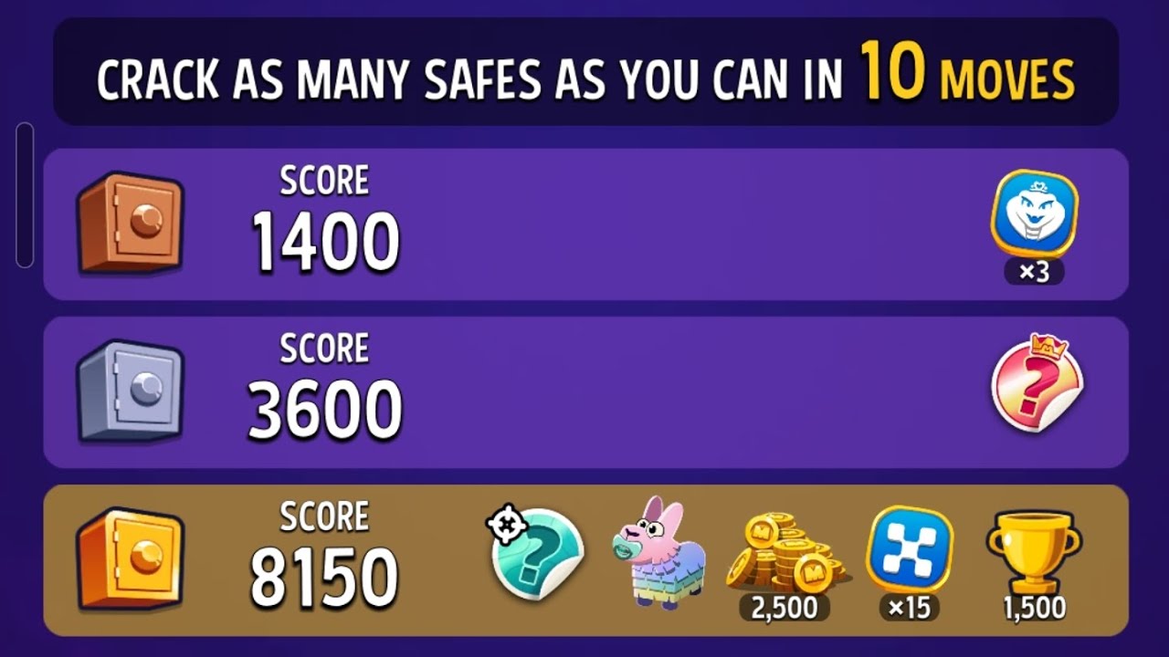 HARD match masters solo challenge today perfect heist crazy columns rainbow score 8150 in 10 moves
