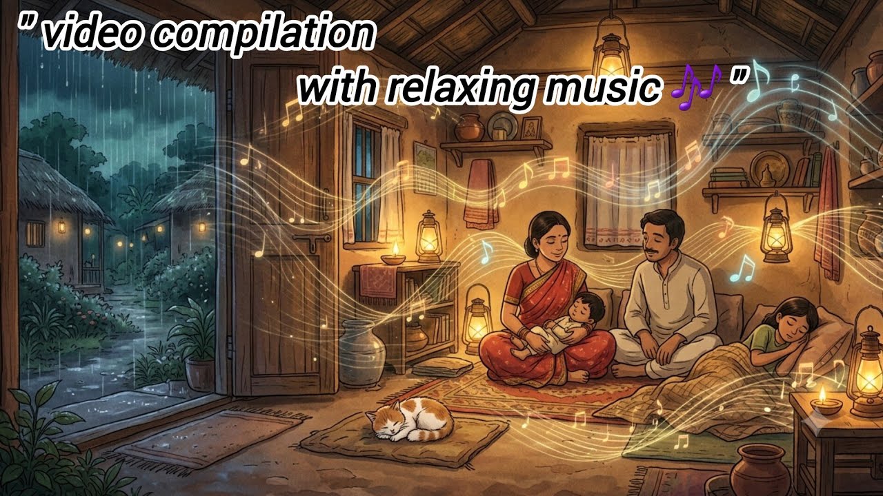 🌧️ 1990s In  Indian Village 🎶 Peaceful raining with relaxing music 🎶