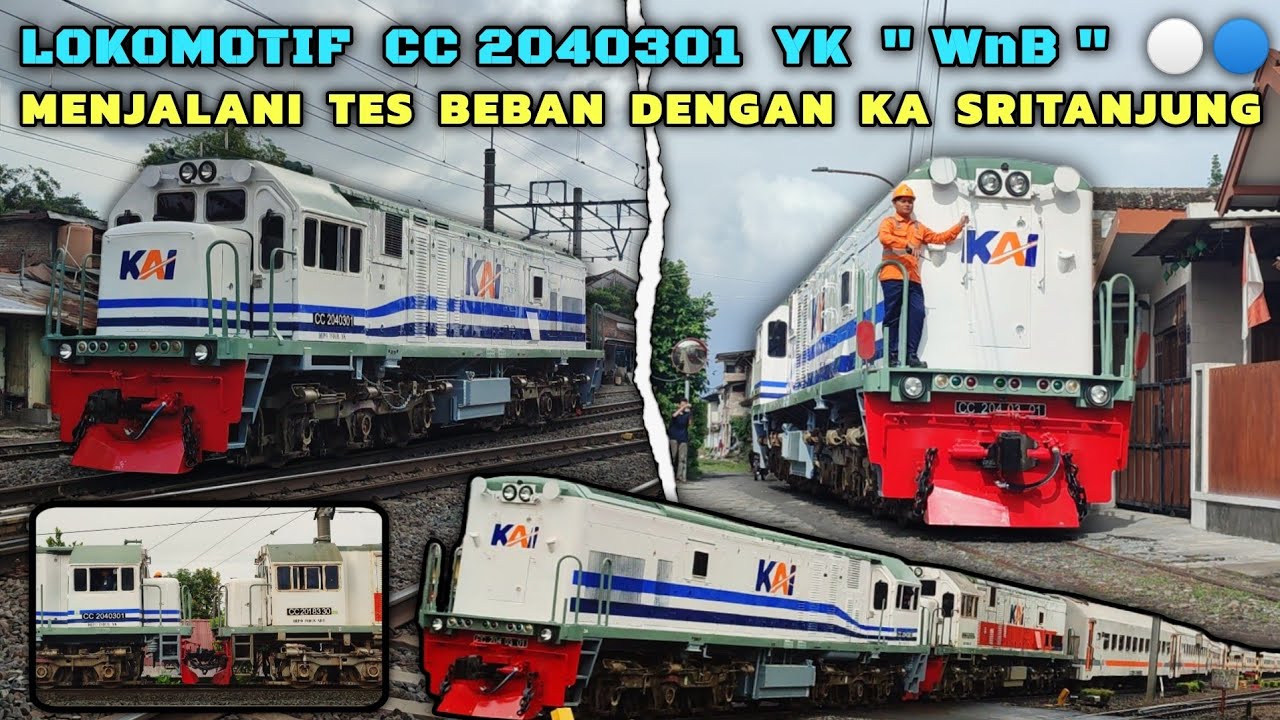 LOKOMOTIF WNB CC 2040301 YK TES BEBAN DENGAN KERETA API SRITANJUNG DOUBLE TRAKSI HINGGA PURWOSARI !!