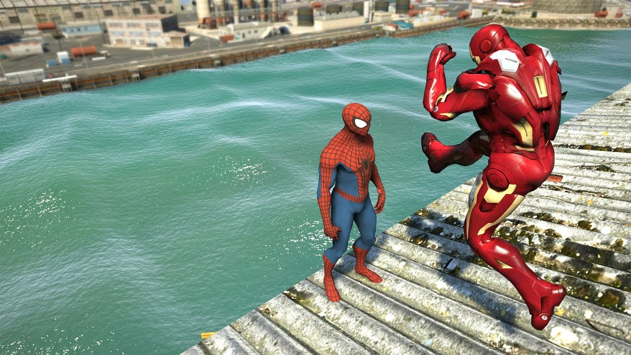 GTA 5 SPIDERMAN vs IRON MAN | Water Ragdolls Fails/Jumps vol.4 (Euphoria Physics Funny Moments)