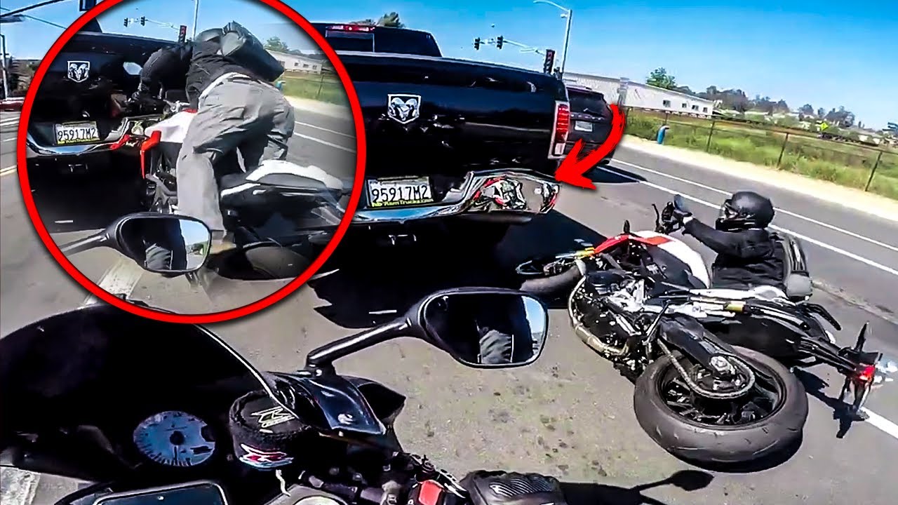 Biker Crashes Head First Into Back of Truck | Crazy Crashes & Epic Moments