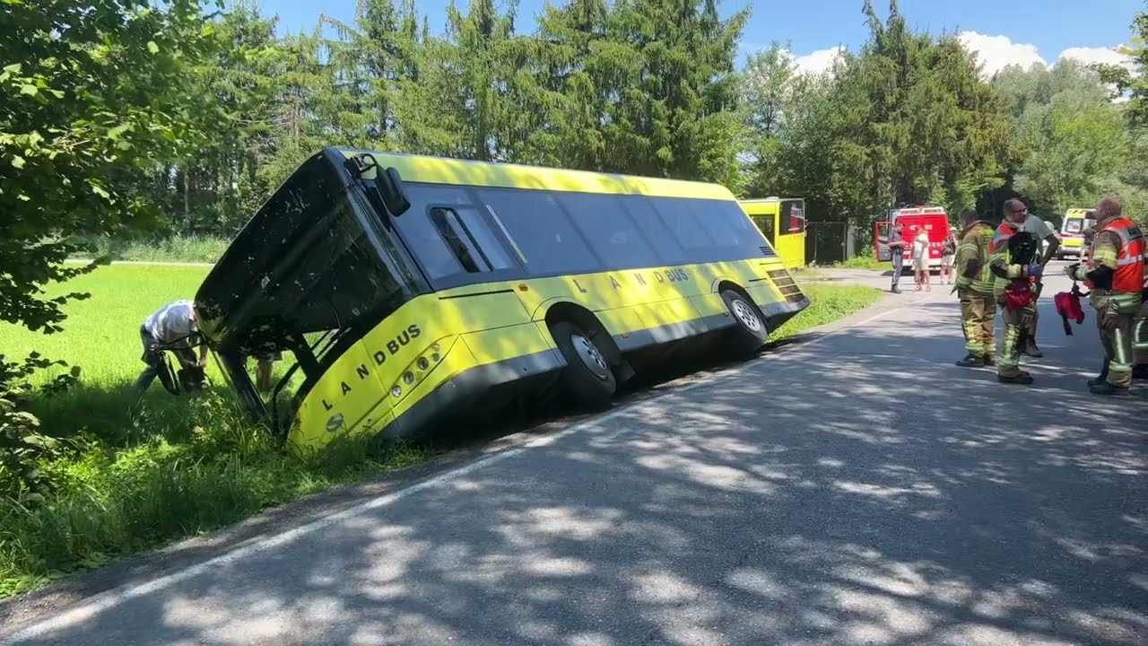 Lustenau: Vollbesetzter Linienbus landet im Graben