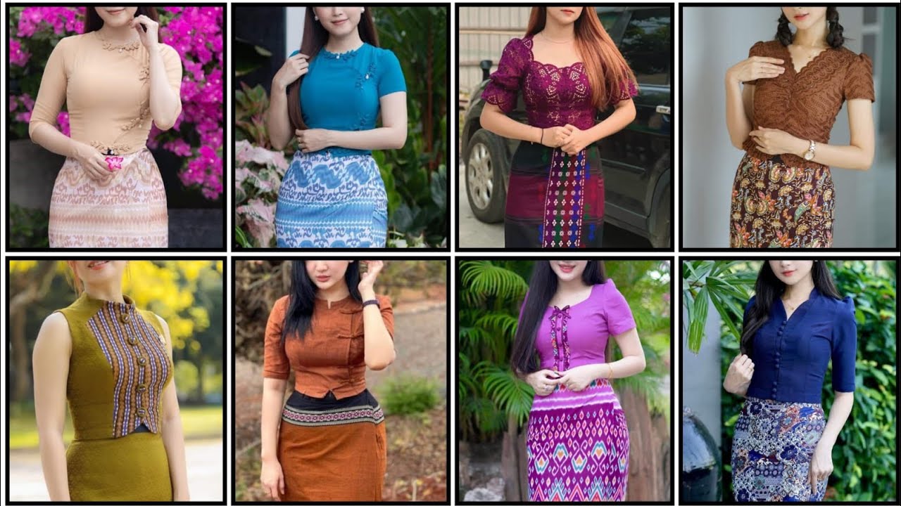 Casual Myanmar dress design | hrang hrang thar ber ber te mizo Myanmar dress 