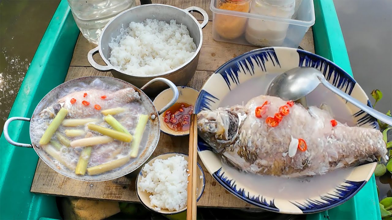 Vớt Trúng Ổ Cá Mè Trên Sông | Hái Bông Súng Nấu Canh Chua Cơm Mẻ | Bữa Ăn Vỏ Lãi Dân Dã