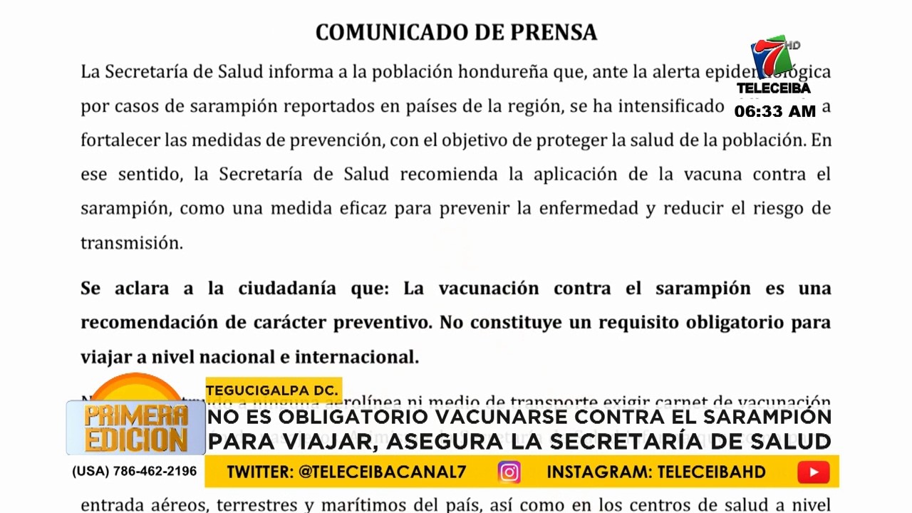 No es obligatorio vacunarse contra el Sarampión para viajar, asegura la Secretaria de Salud