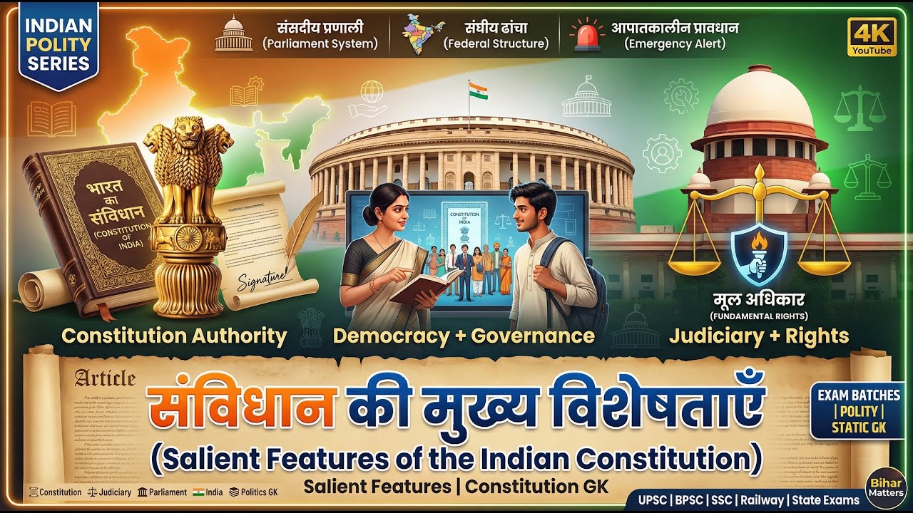 Salient Features of Indian Constitution | Indian Polity Lecture 02 | For BPSC BSSC Bihar Exams