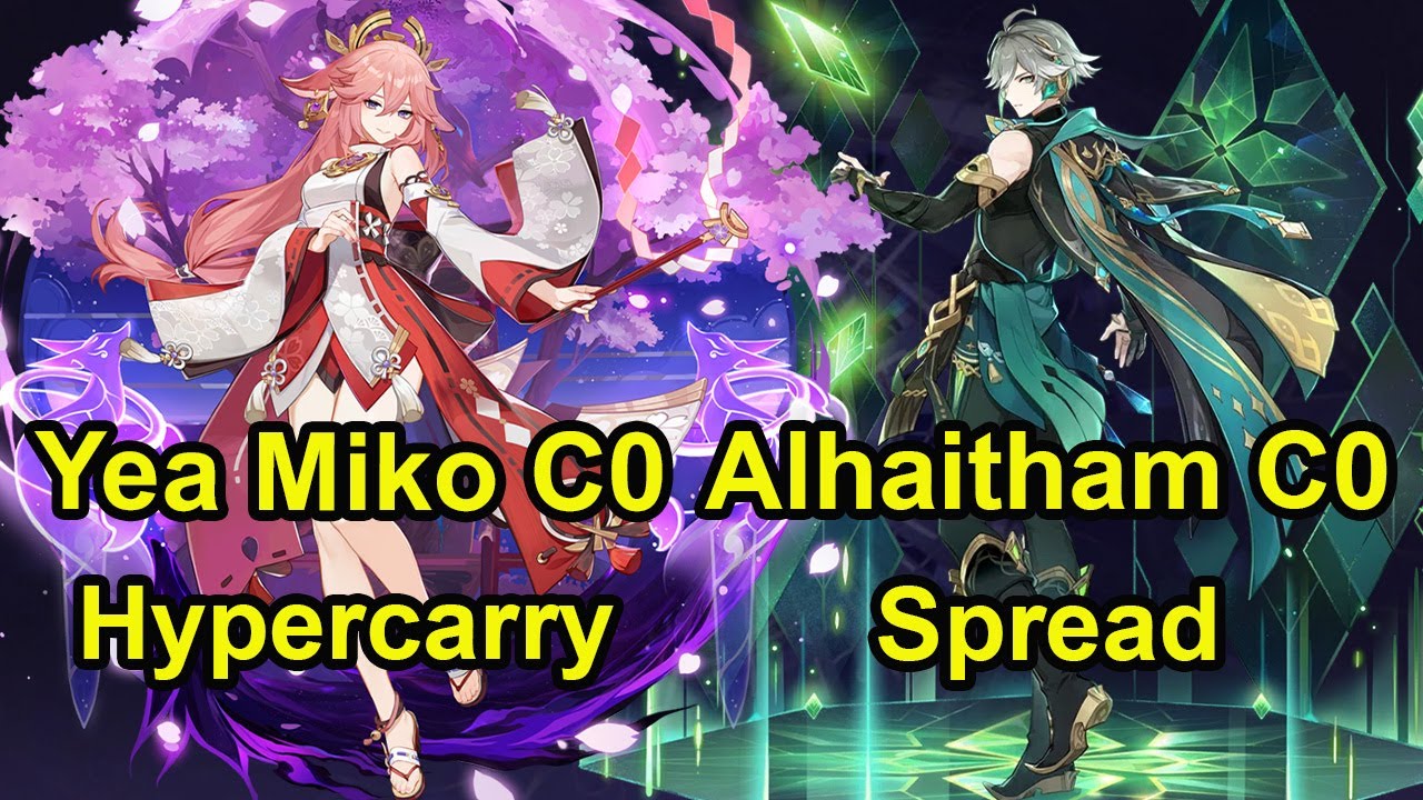 Yae Miko C0 & Alhaitham C0 Spiral abyss floor 12 Genshin Impact