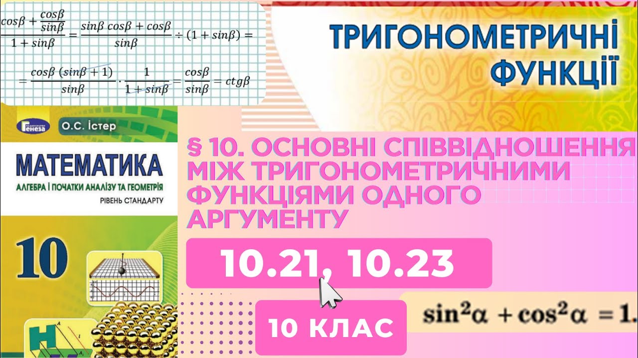 ГДЗ. Розв'язок завдань 10.21, 10.23 з алгебри. Підручник Істер. Математика 10 клас