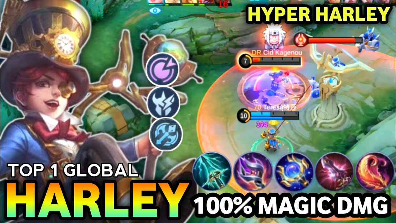 HARLEY EMBLEM & BUILD 2025!! 100% MAGIC DAMAGE HARLEY TOP 1 GLOBAL GAMEPLAY MOBILE LEGENDS