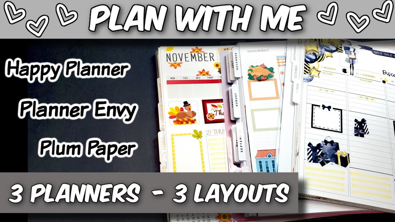 😊Plan With Me: Decorating 3 Weekly Planners📒 Happy Planner, Planner Envy & Plum Paper